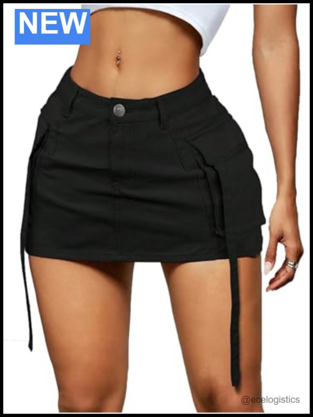 Women's Denim Cargo Mini Skirt Low Rise Stretch Jean Skirt with Pockets Y2K